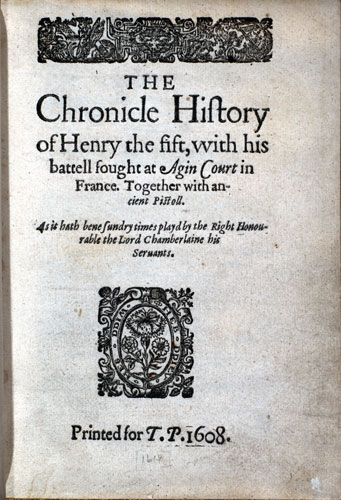 Shakespeare, Henry the Fifth (1608 [1619]): title page