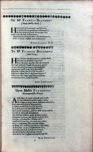 Beaumont and Fletcher Folio (1647): sig. E1r