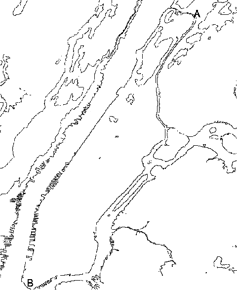 Contour map of Manhattan with contours every 40 meters