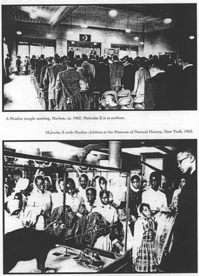 Malcolm speaks at a Muslim temple meeting in Harlem.