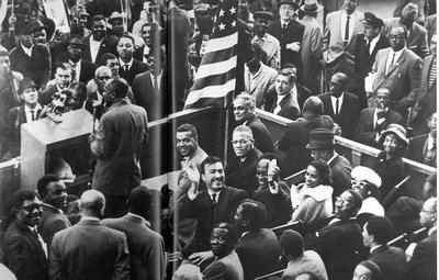 Malcolm at the American Committee on Africa rally in Harlem 1960.