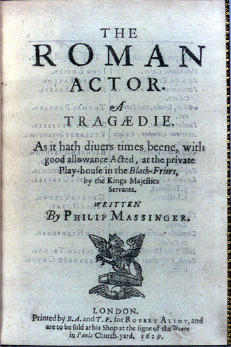 Massinger, Roman Actor (1629): title page