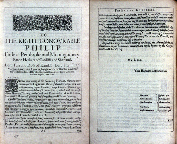Beaumont and Fletcher Folio (1647): A2r, A2v