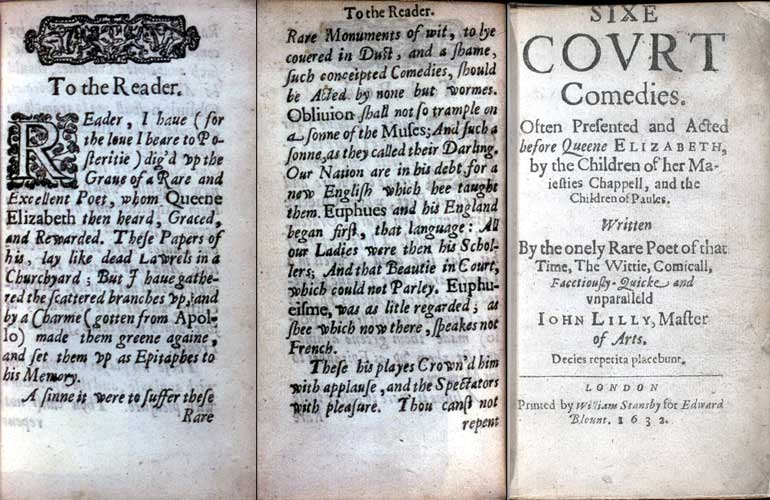 Lyly, Six Court Comedies (1632): A5r, A5v, A6r